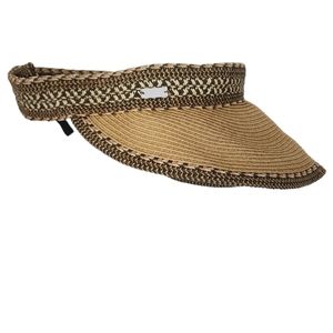 Betmar New York Visor Woven Straw Patterned Adjustable Wide Brim Womens Hat